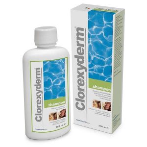 Flacone di Clorexyderm Shampoo, shampoo dermatologico per cani e gatti